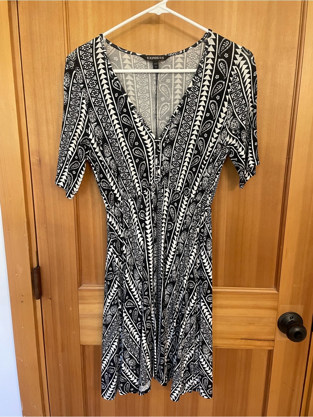 Express Black and White V-Neck Dress